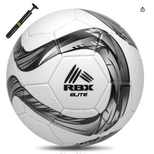 RBX Elite Performance Soccer Ball Pump White Black Rubber Bladder Air Retention